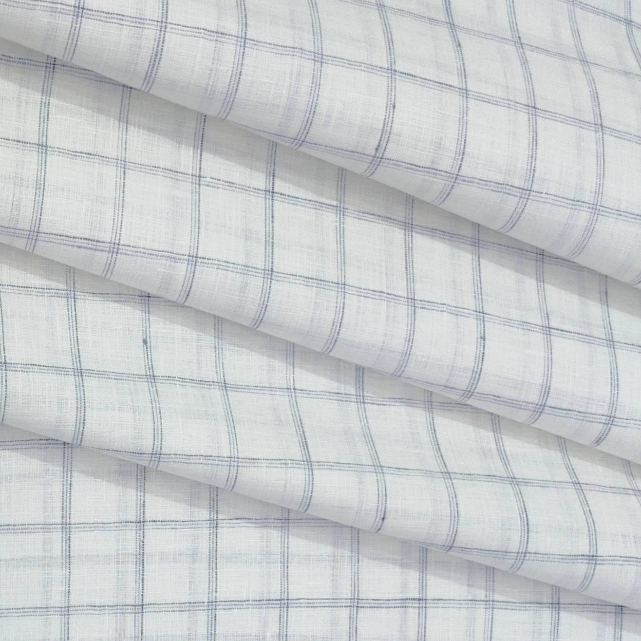 Shirt Fabric Linen Club Pure Linen Check Colour Light Grey N White